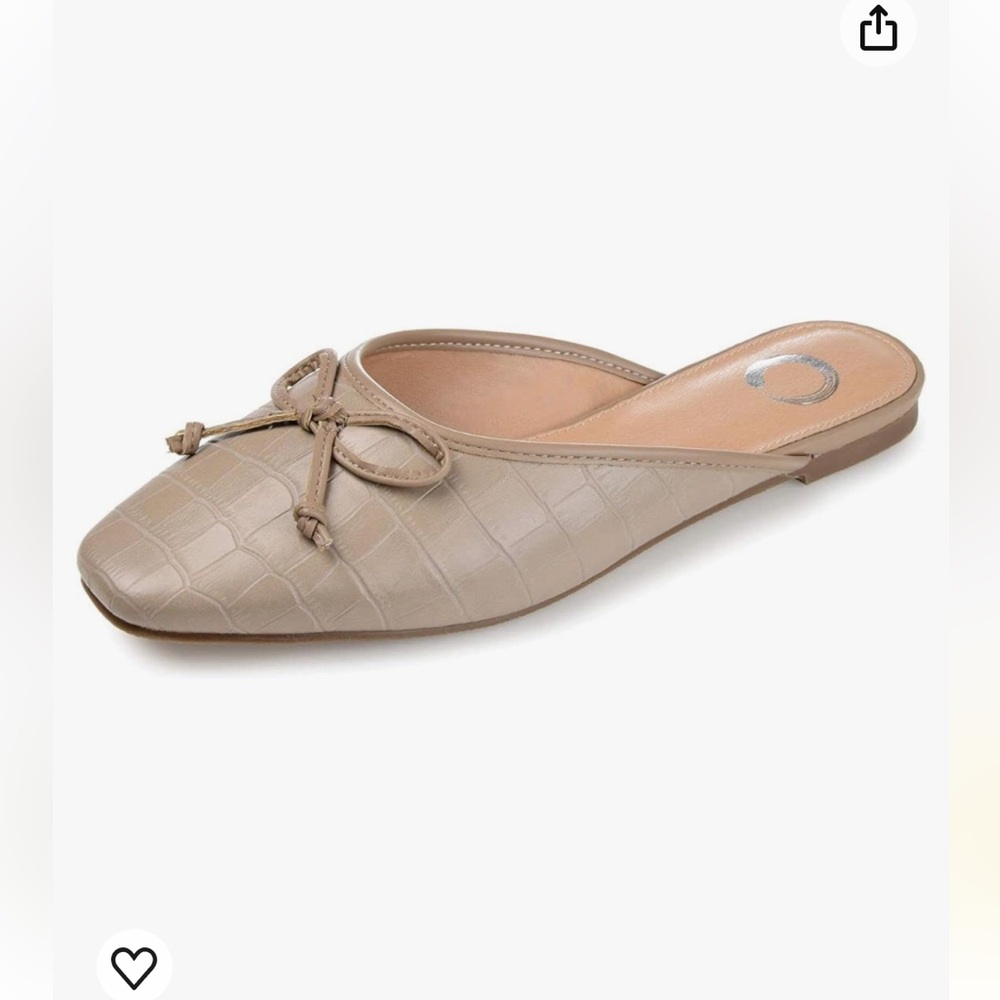 Journee Collection square toe flat/mule tan shoes zero 7.5 - Picture 2 of 6